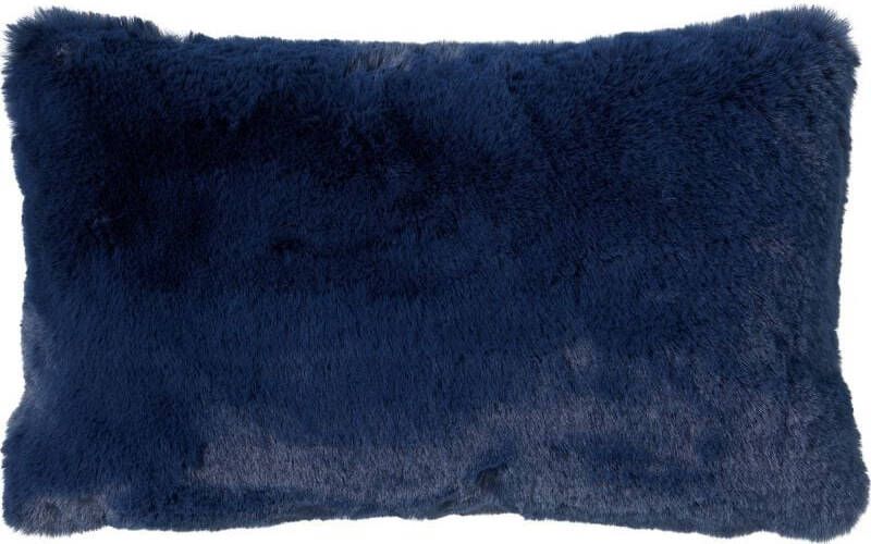 Dutch Decor ZAYA Kussenhoes 30x50 cm bontlook effen kleur Insignia Blue donkerblauw