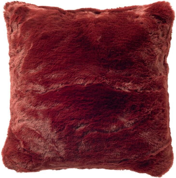 Dutch Decor ZAYA Sierkussen 45x45 cm bontlook effen kleur Merlot rood