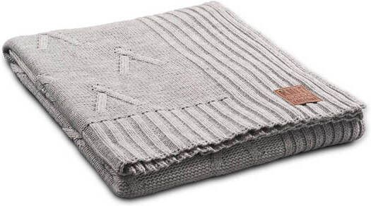 Knit Factory Aran plaid lichtgrijs
