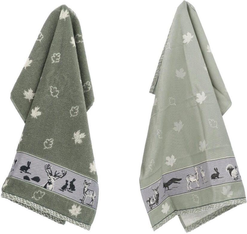 Bunzlau Castle Thee- en keukendoek Forest Animals Green