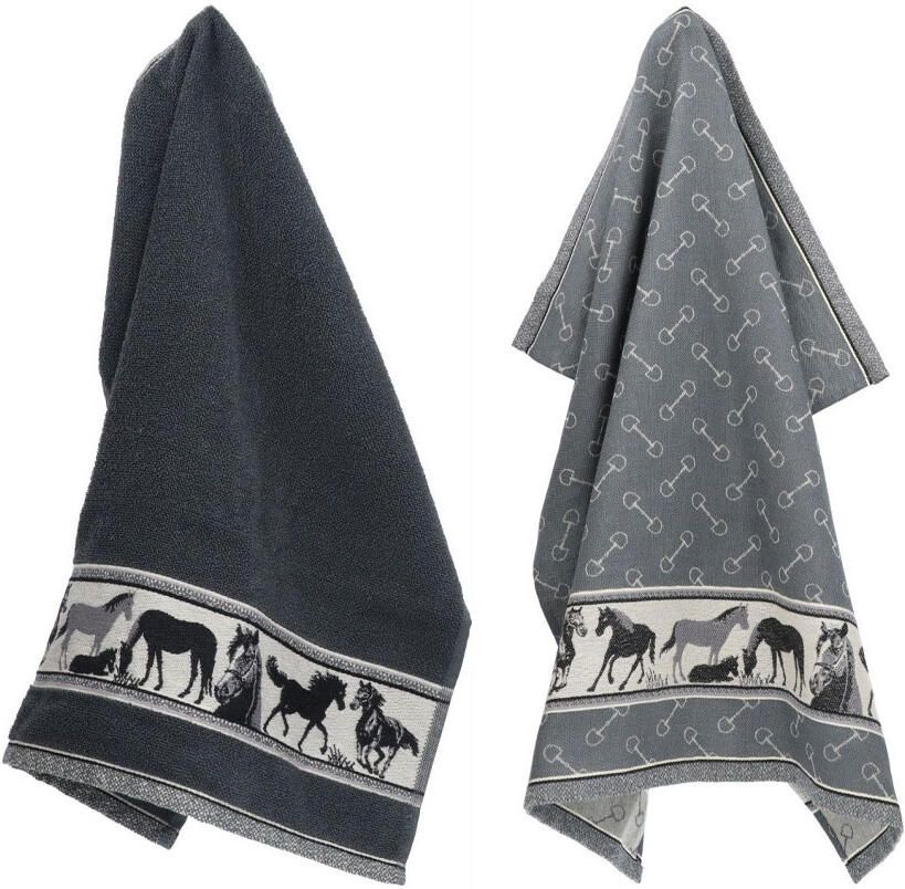 Bunzlau Castle Thee- en keukendoek Horse Anthracire