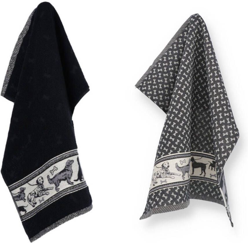 Bunzlau Castle Thee- en keukendoek Dogs Black