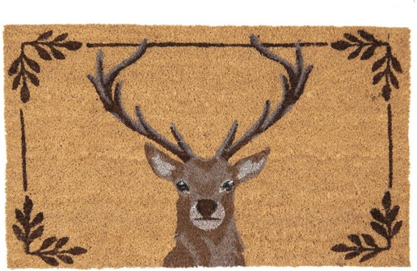 Clayre&Eef Deurmat Bruin Hert kokosvezel