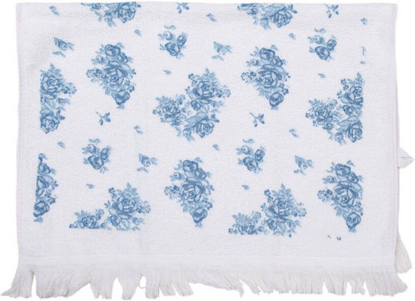 Clayre&Eef Gastendoekje Roosjes blauw wit