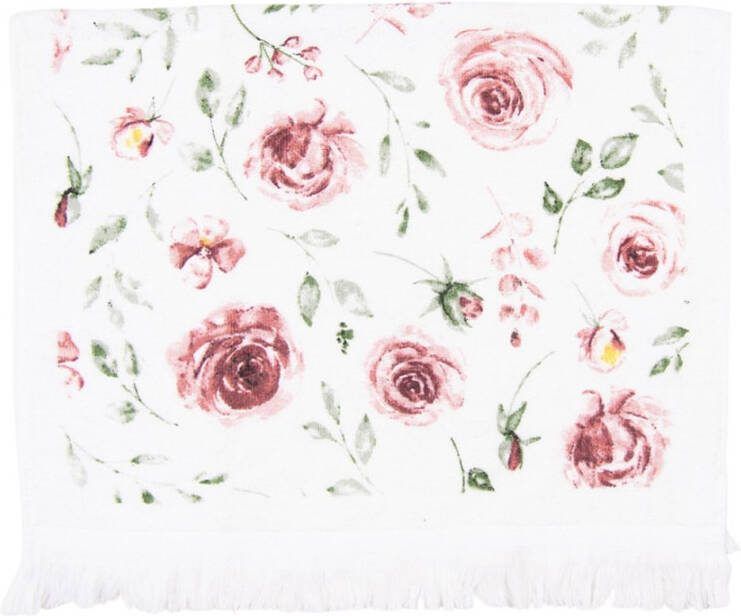 Clayre&Eef Gastendoekje Roze wit rozen