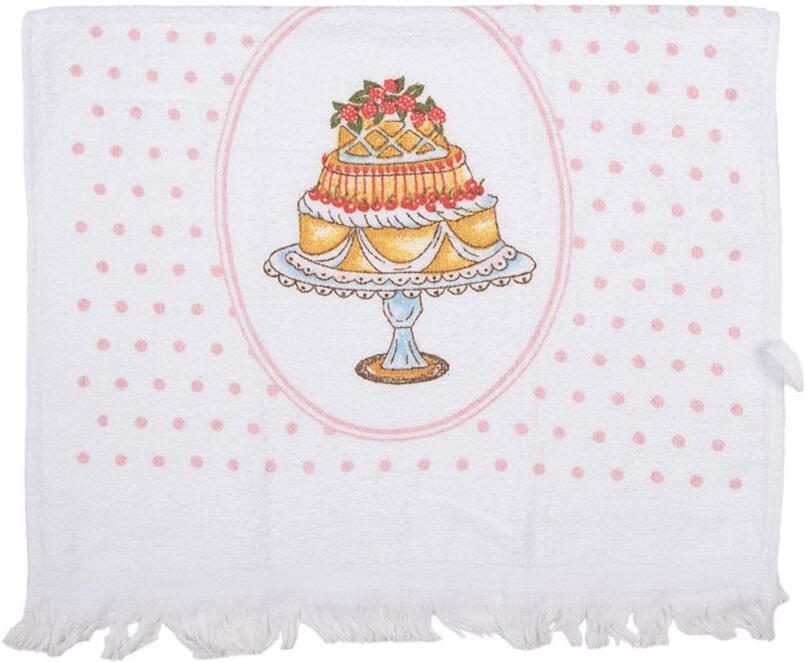 Clayre&Eef Gastendoekje Wit Cake