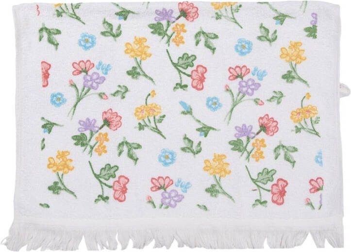Clayre&Eef Gastendoekje Wit geel Bloemen