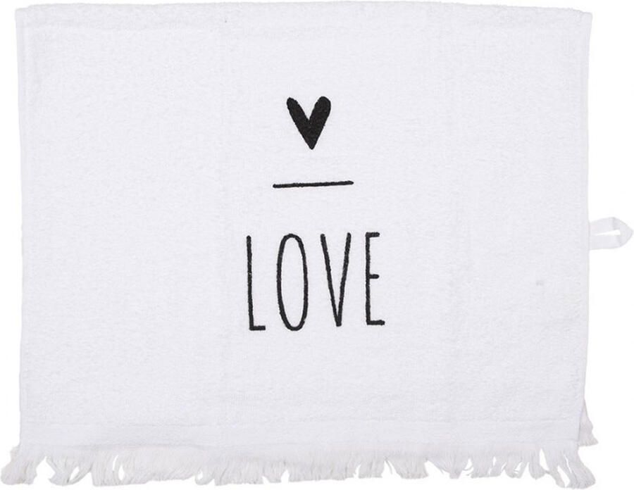 Clayre&Eef Gastendoekje wit zwart love