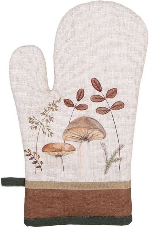 Clayre&Eef Ovenhandschoen Beige Paddenstoelen