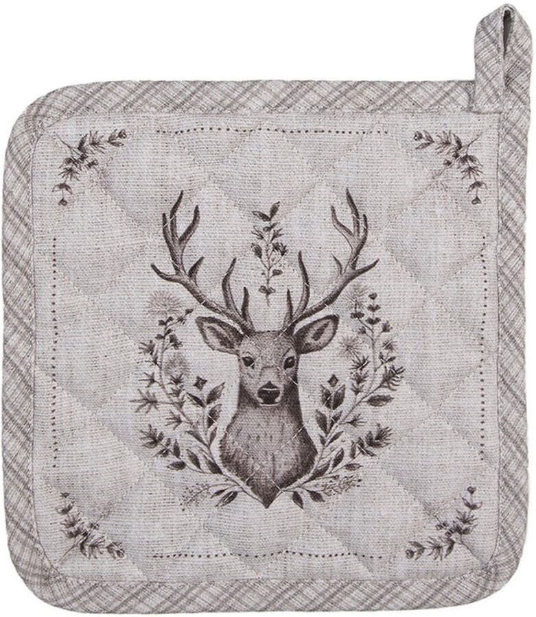 Clayre&Eef Pannenlap Beige Bruin Hert