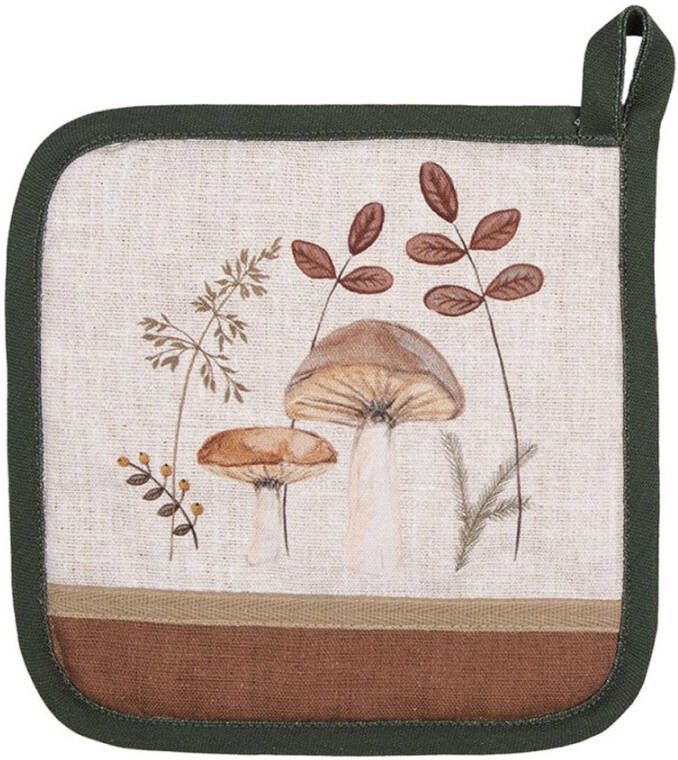 Clayre&Eef Pannenlap Beige Paddenstoelen