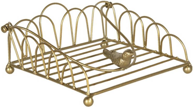 Clayre&Eef Servettenhouder goud vierkant vogel