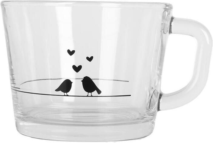 Clayre&Eef Theeglas 350ml met vogeltjes