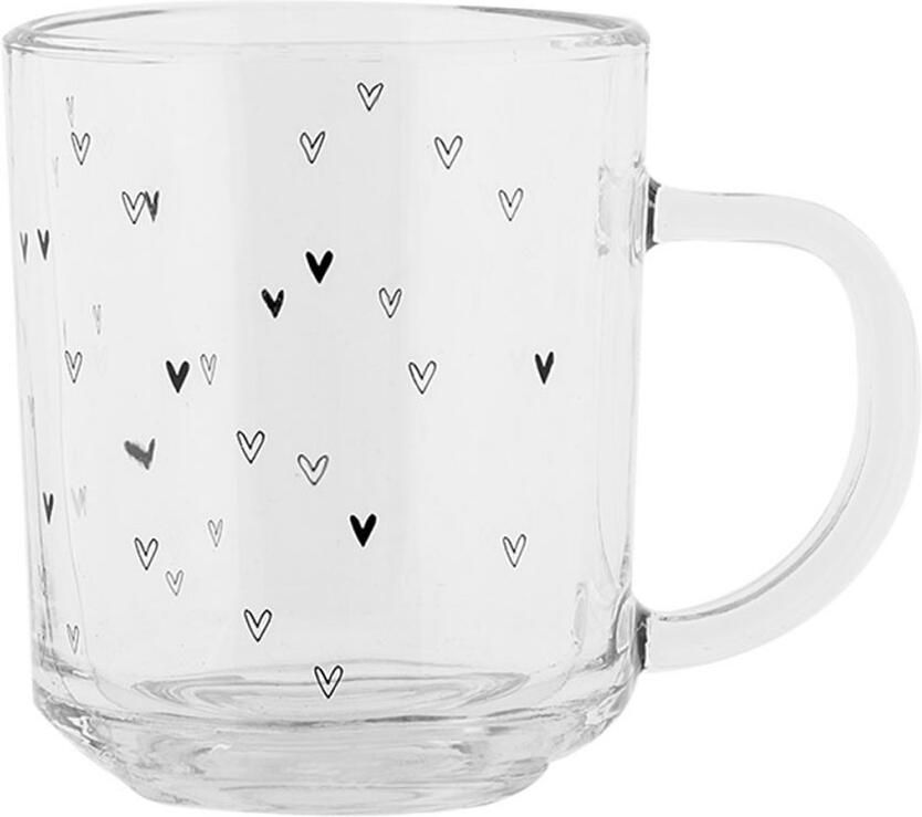 Clayre&Eef Theeglas Transparant overal hartjes