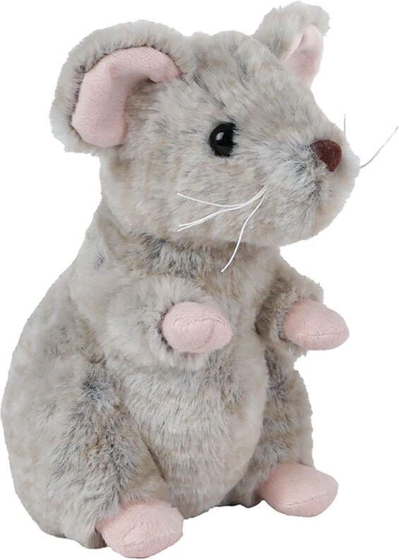 Knuffel Muis zittend 19cm Grijs