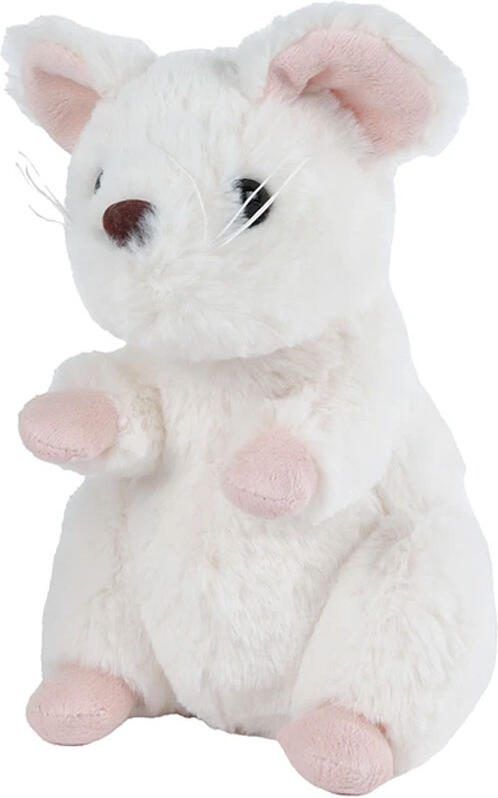 Knuffel Muis zittend 19cm Wit