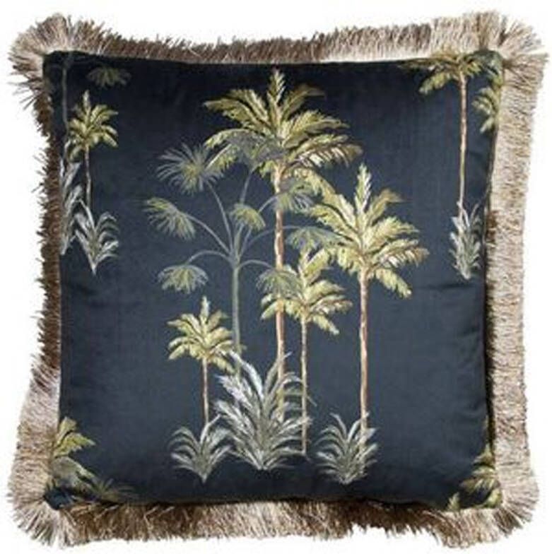 Kussen fluweel palmboom zwart