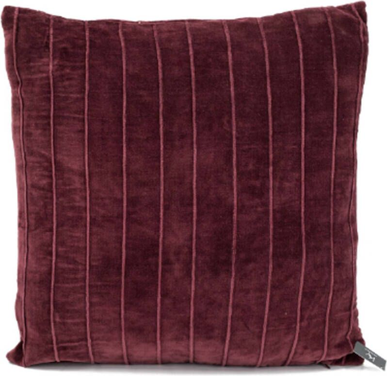 Kussen velvet rood met strepen - Foto 1
