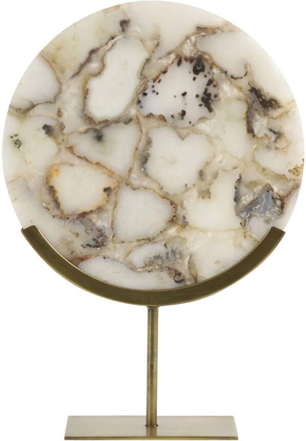 Light & Living Ornament op voet Gouya wit agaat + antiek brons M