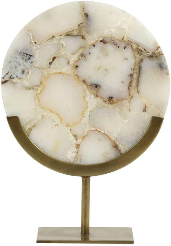 Light & Living Ornament op voet Gouya wit agaat + antiek brons S