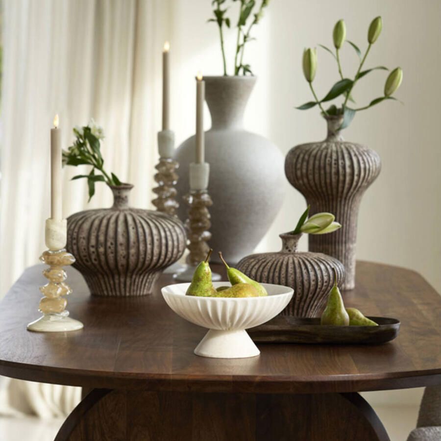 Light & Living Vaas deco Nevano mat donker bruin creme L
