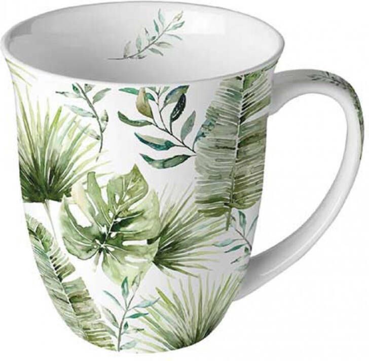 Mok Jungle bladeren wit 0.4L