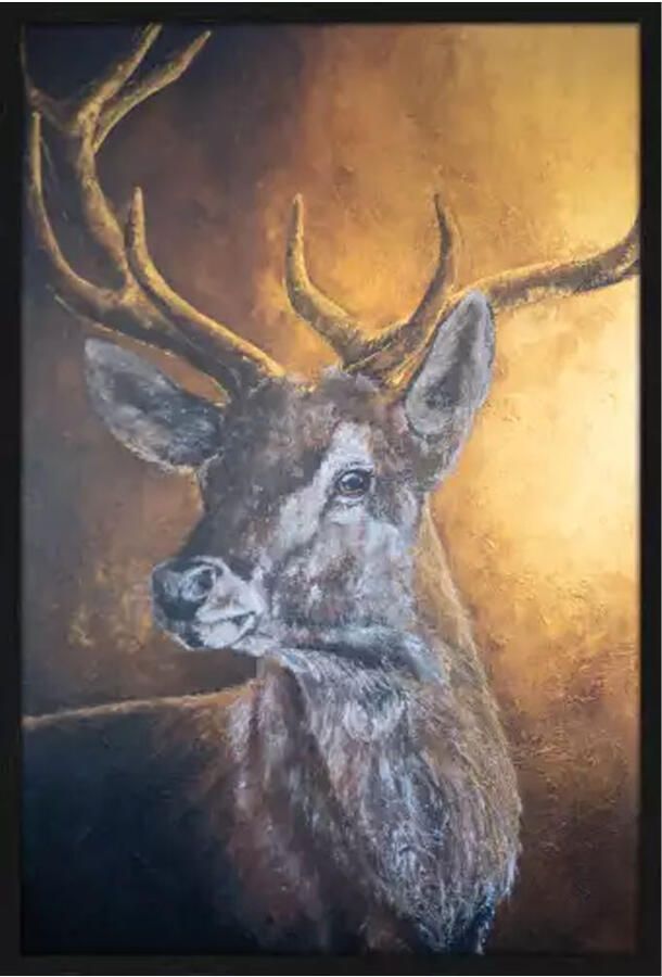 Mondiart Schilderij Forest Sun met lijst Black Gold