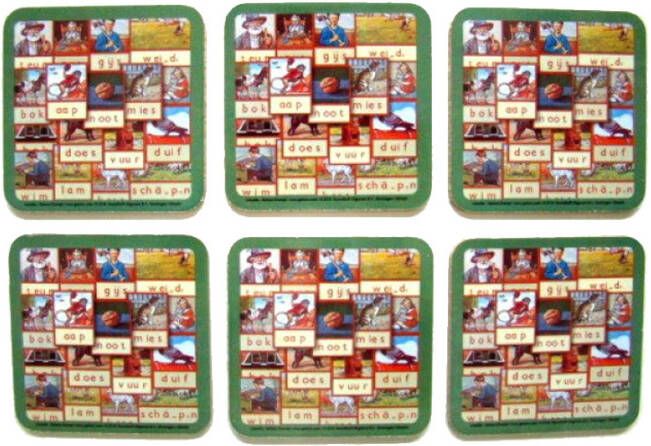 Onderzetter Aap Noot Mies kurk set 6