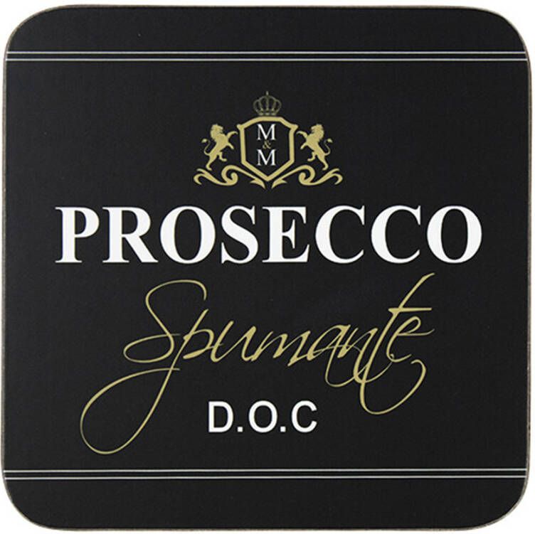 Onderzetter Prosecco zwart set van 6