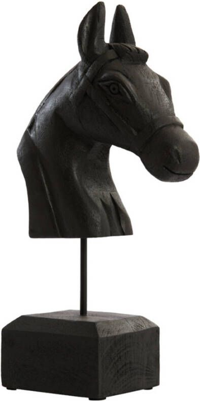Ornament horse head hout zwart
