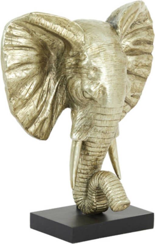 Ornament op voet Elephant licht goud L