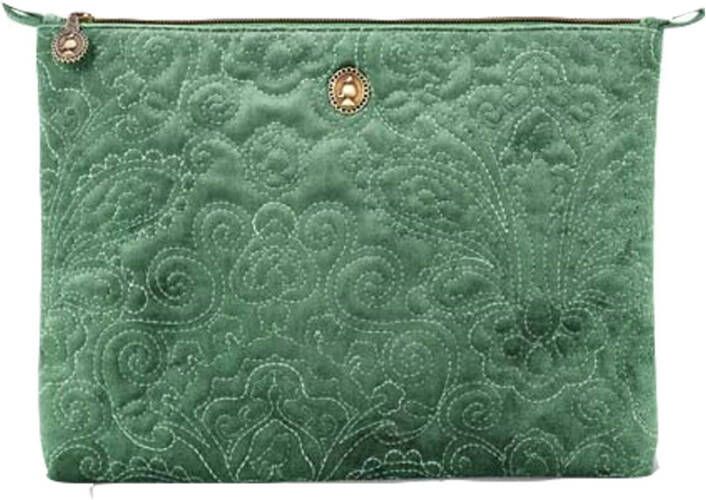PiP Studio Cosmetic Flat Pouch Large Velvet Quilted Green