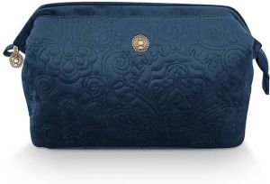 PiP Studio Cosmetic Purse Extra Large Velvet Quilted Days Blue