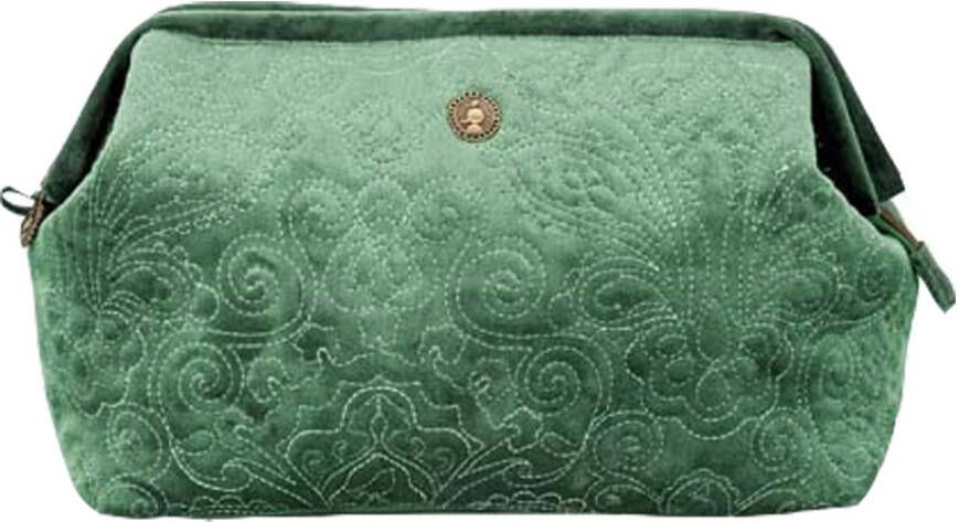 PiP Studio Cosmetic Purse Extra Large Velvet Quilted Green