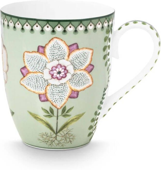 PiP Studio Mok L Lily & Lotus Groen bloem 350ml