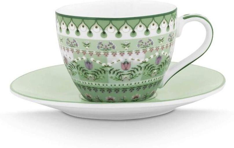 PiP Studio Espresso kop en schotel Lily & Lotus Groen