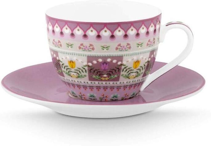PiP Studio Espresso kop en schotel Lily & Lotus Lila multi