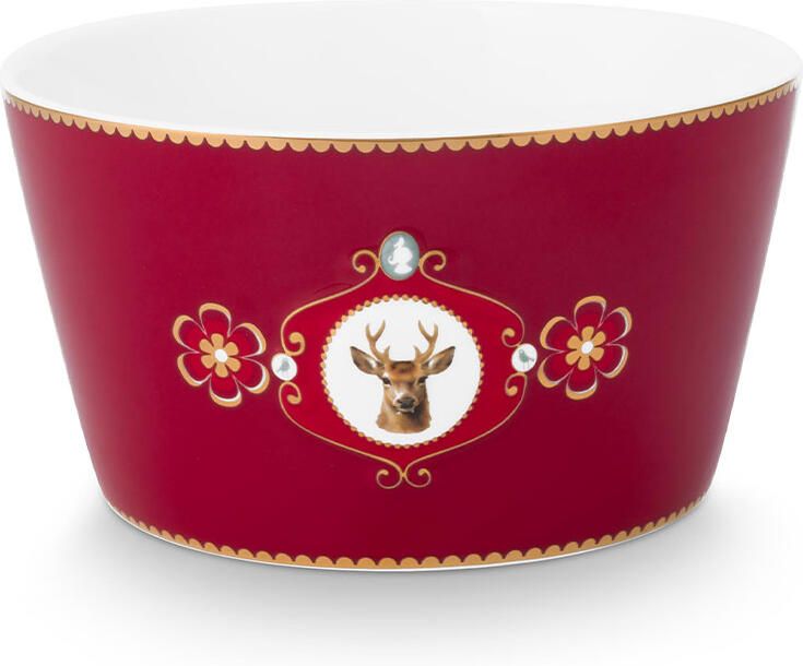 PiP Studio Kom Love Birds Medallion Deer dark Red