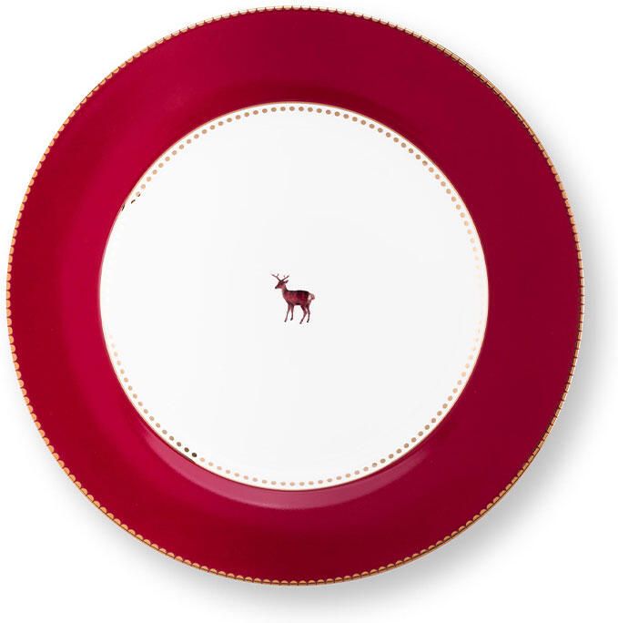 PiP Studio Ontbijtbord Love Birds Deer Dark Red 21 cm