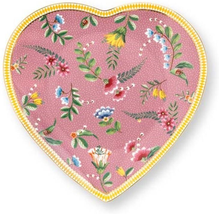 PiP Studio Plate heart La Majorelle Pink yellow 21.5 cm