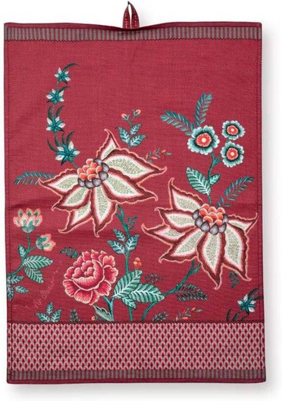 PiP Studio Theedoek Flower Festival Dark Pink