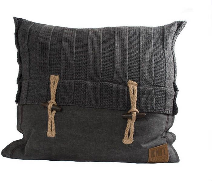 Knit Factory Rib kussen 50 x 50 antraciet