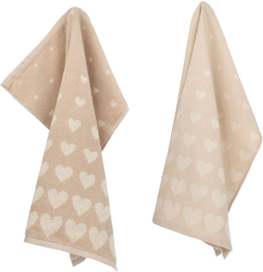 Thee- en keukendoek set Hearts Sand
