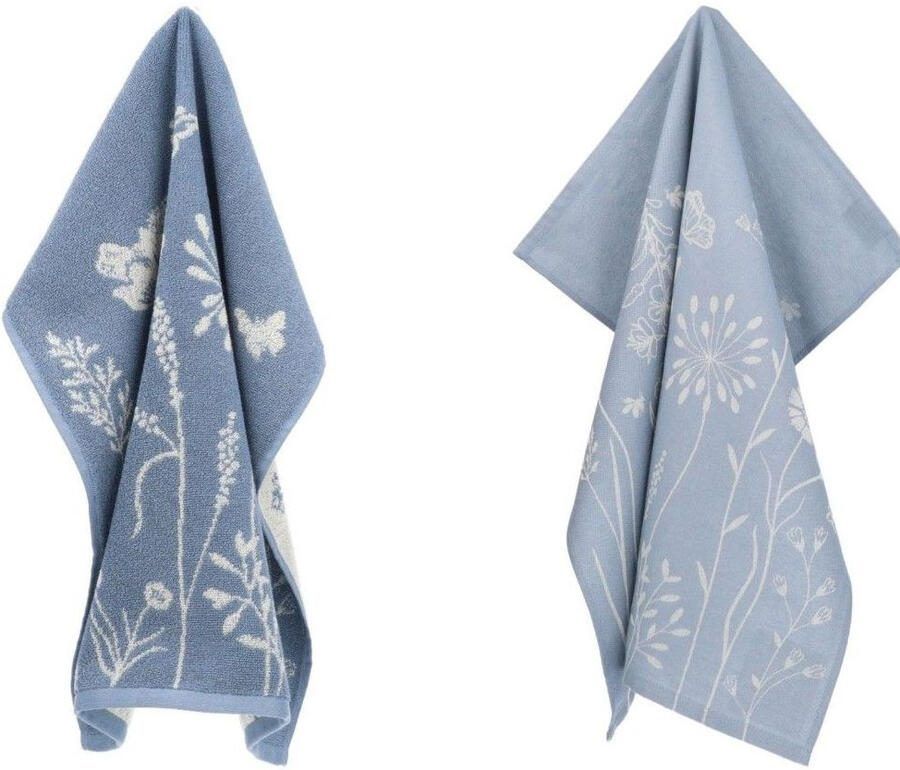 Thee- en keukendoek Wild Flowers Grey-Blue