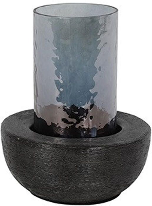 Theelicht Arlette S geborsteld Zwart