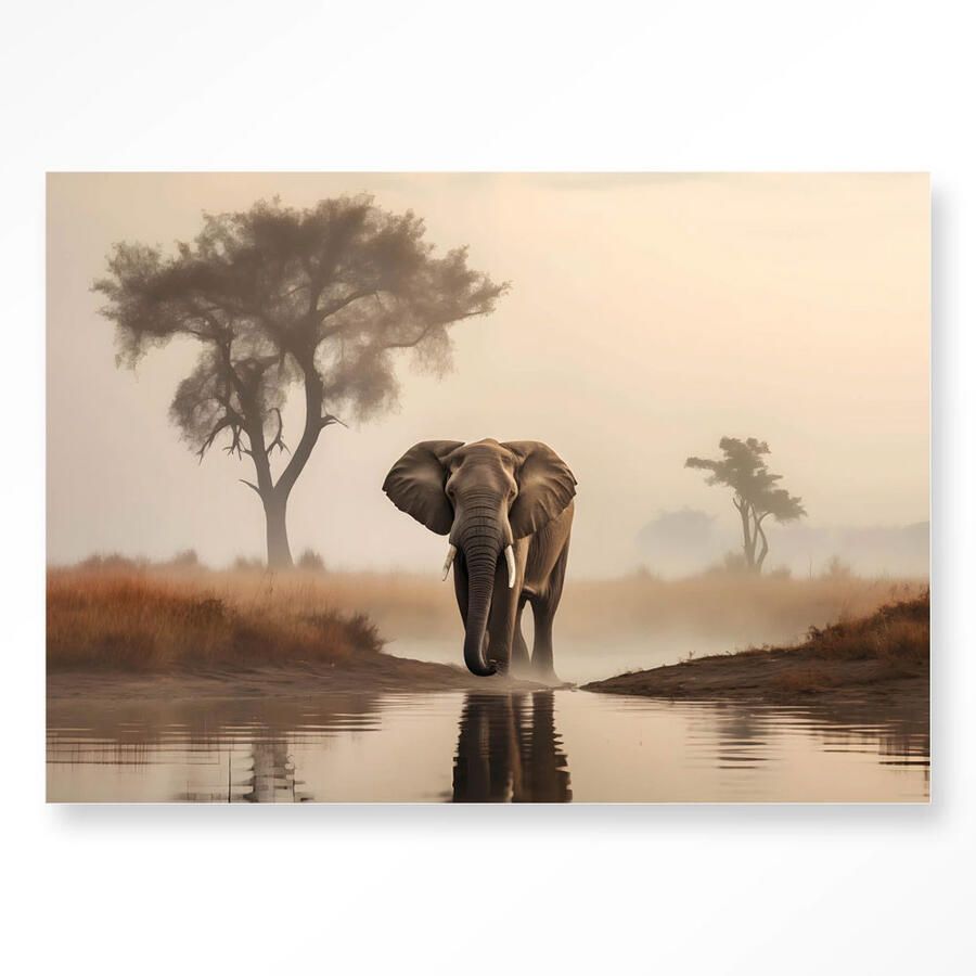 Urban Cotton Wandkleed Savannah Elephant Met Frame 80x110