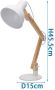 Aigostar 13AS9 Bureaulamp met houten standaard In hoogte verstelbaar en kantelbaar H455mm E27 fitting Wit - Thumbnail 2
