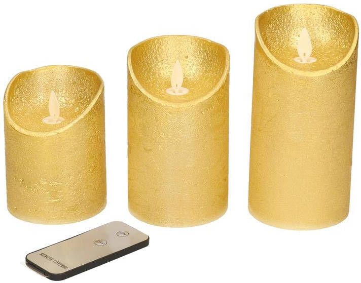 Anna&apos;s Collection Stompkaarsen 3x goud LED kaarsen