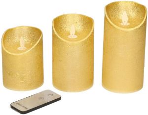 Anna's Collection Stompkaars 3 stuks goudkleurig LED kaarsen