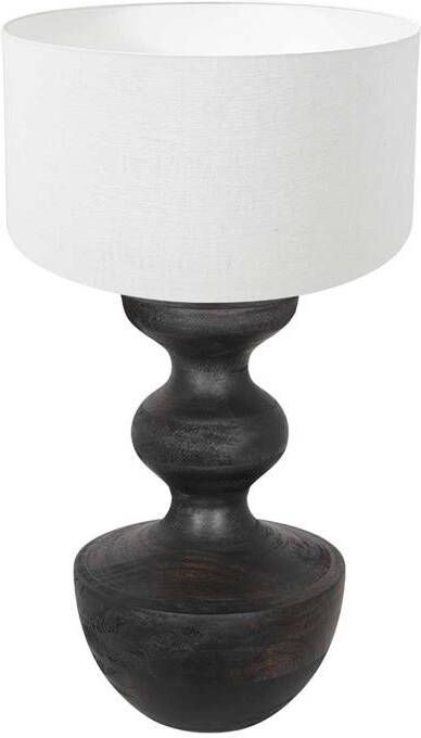 Anne Lighting tafellamp Lyons zwart hout linnen Ø 40cm E27 3478ZW